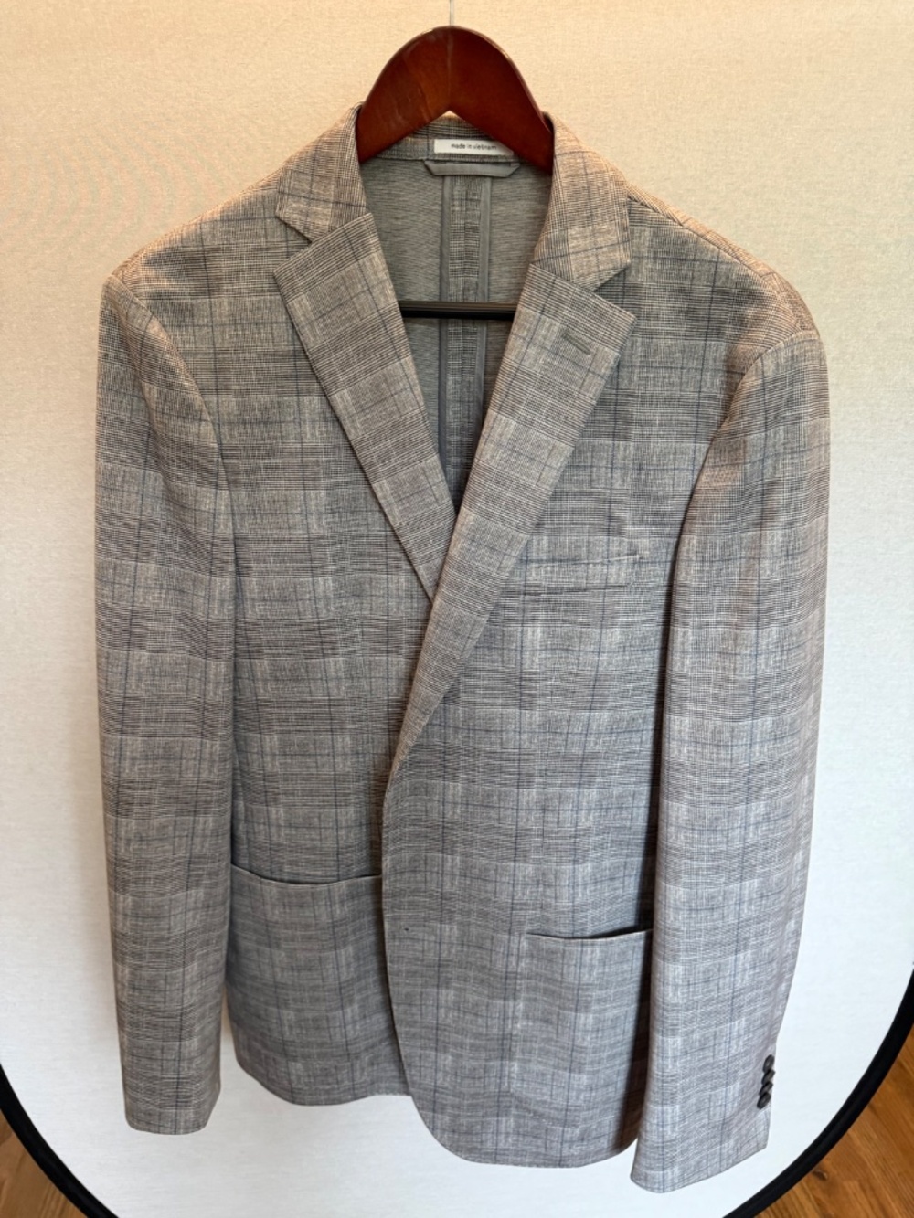 Bar III Slim Fit Gray Glen Plaid Stretch Blazer Sport Coat 40R